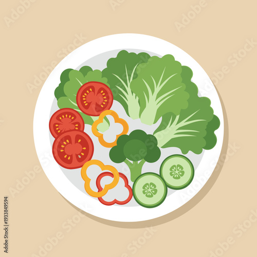 Freshly prepared vegetable platter featuring vibrant greens, tomatoes, and cucumbers