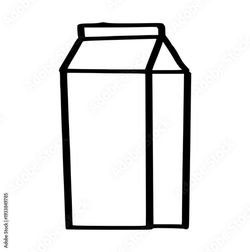 milk carton doodle, hand drawn juice box, simple line art packaging for dairy, beverage, breakfast, and healthy drink concept