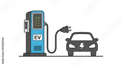 Electric Vehicle Charging Station Illustration.