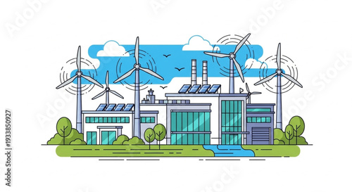 Electricity Power Plant Station Building.