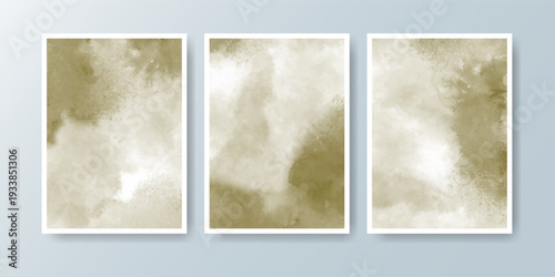 Set of cards with bright colorful vector watercolor background. Design for your date, postcard