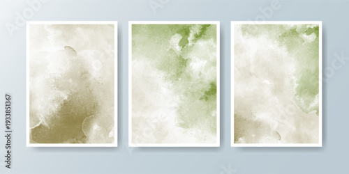 Set of cards with bright colorful vector watercolor background. Design for your date, postcard