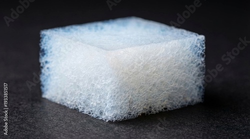 Ethereal Translucent Blue Aerogel Texture against Dark Background. Represents aerospace technology, material science, and innovation.