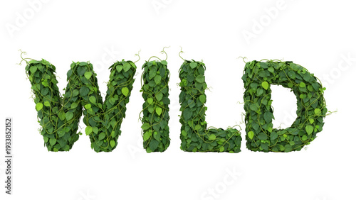 Lush green leaves form the word WILD in bold natural letters