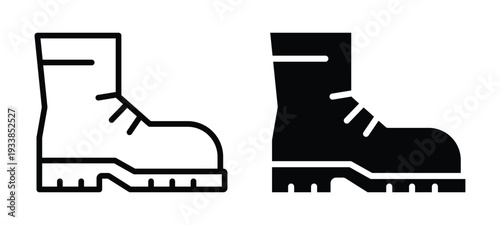 Black and White Illustration of Stylish Work Boots for Footwear Designs
