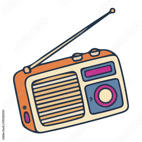 Retro Portable Radio Illustration