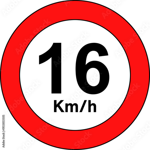 Speed Limit 16 Traffic Sign Vector