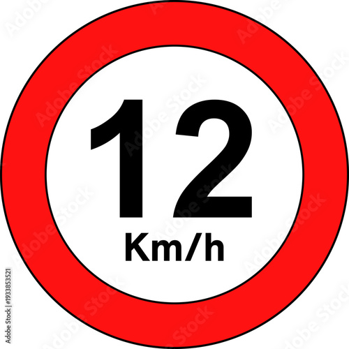 Speed Limit 12 Traffic Sign Vector
