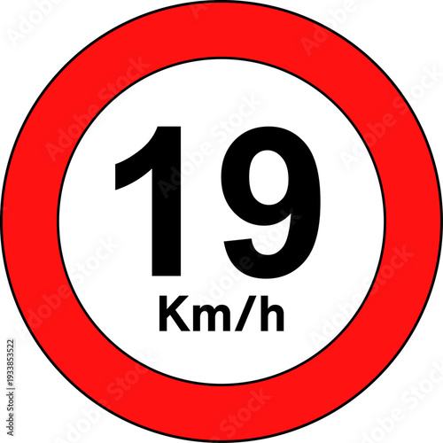 Speed Limit 19 Traffic Sign Vector