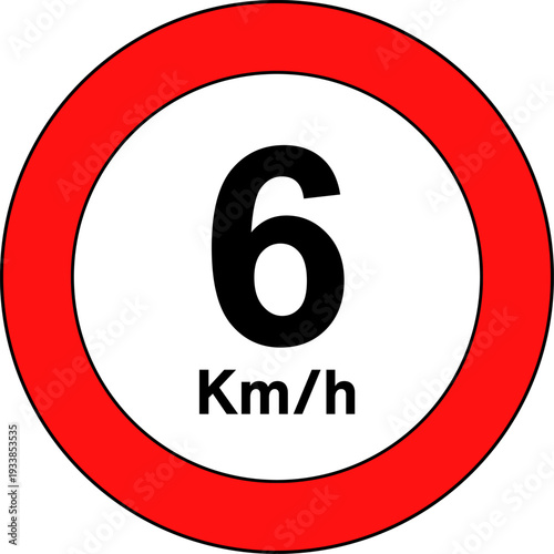 Speed Limit 6 Traffic Sign Vector