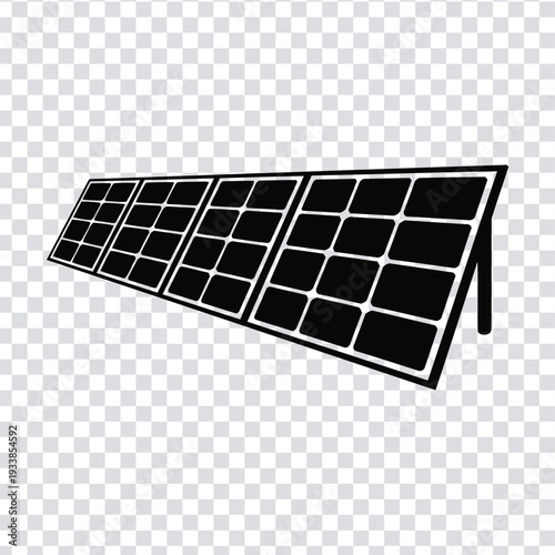 Black solar panel illustration with white grid lines
