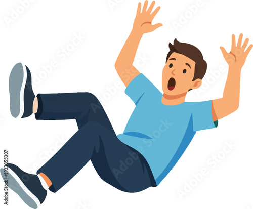 Man Falling from Height Full Body Flat Vector Illustration