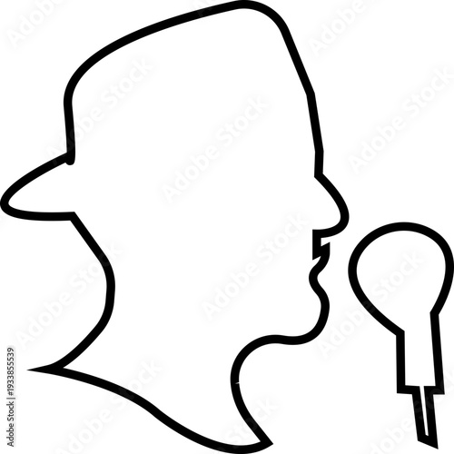 Detective Icon with hat, Sherlock Style Silhouette, Mystery Investigation Symbols, Anonymous invisible character Crime Scene Clues, Forensic Evidence, Private Investigator Logo for Web App Design