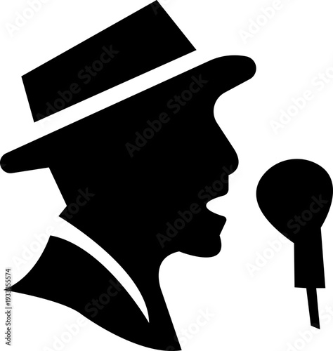 Detective Icon with hat, Sherlock Style Silhouette, Mystery Investigation Symbols, Anonymous invisible character Crime Scene Clues, Forensic Evidence, Private Investigator Logo for Web App Design