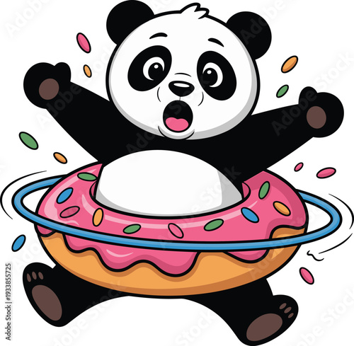 A Panda Trying To Hula Hoop With A Donut, Funny Expression