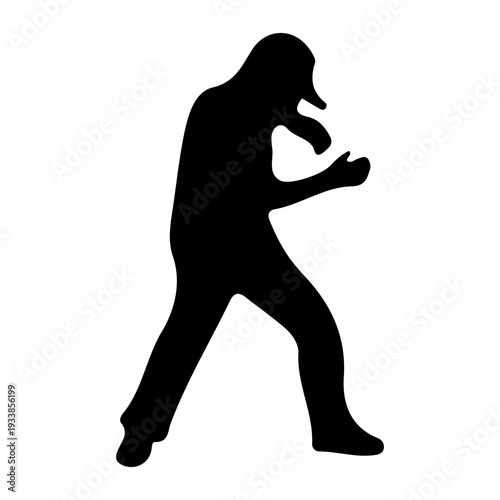Man Silhouette Fighting Pose