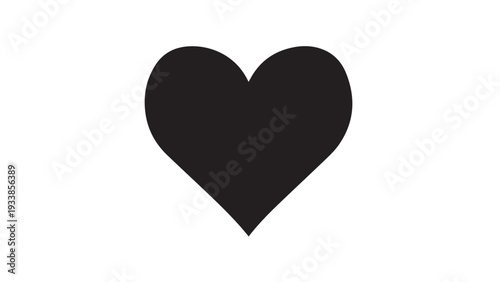 Black heart icon on white background, simple vector symbol suitable for UI design and graphic resources.