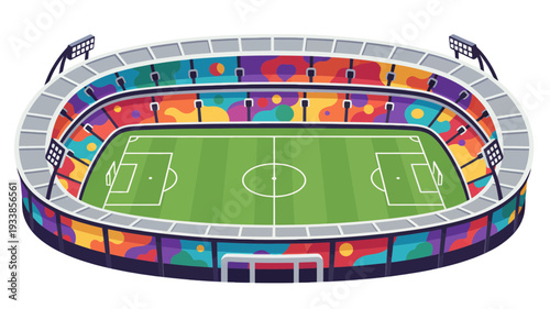 Vibrant Stadium with Soccer Field Inside.