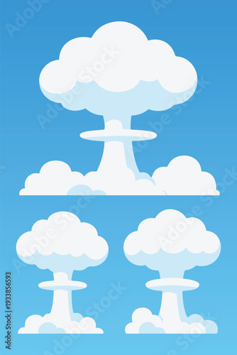 cartoon nuclear clouds explosion illustration
