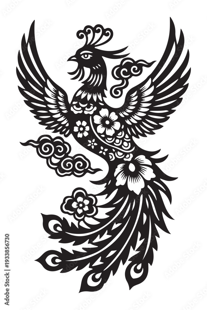 Fototapeta premium ancient chinese phoenix tattoo design