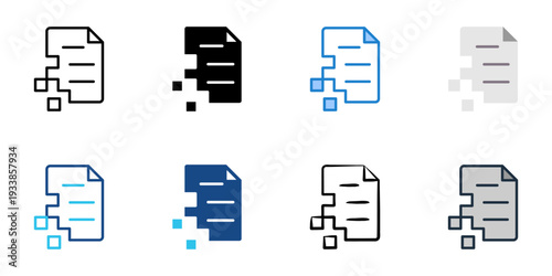 Digital files icons set multiple style collection. Editable stroke 
