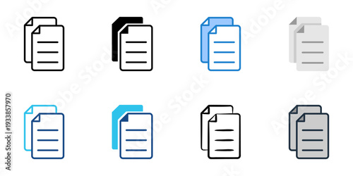 Paper files icons set multiple style collection. Editable stroke 
