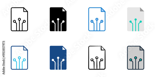Electronic files icons set multiple style collection. Editable stroke 
