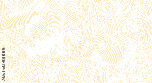 Dynamic Light Yellow Halftone Dot and Wavy Line Pattern on White Background, Abstract Flowing Texture for Modern Graphics