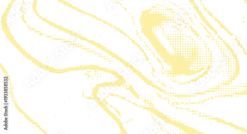Pale Yellow Halftone Wavy Swirl Pattern on White Background. Abstract Graphic Resource for Design, Retro Style Texture, Modern Overlay Element.