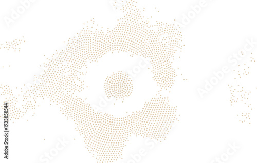 Abstract Beige Halftone Pattern with Central Target Shape on White Background, Subtle Modern Graphic Design Element