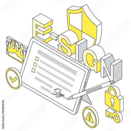 電子サインのセキュリティ対策イラスト