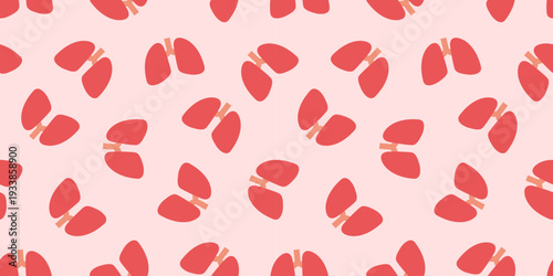 肺のイラストのシームレスな背景画像。（Seamless background image of an illustration of the lungs.）

