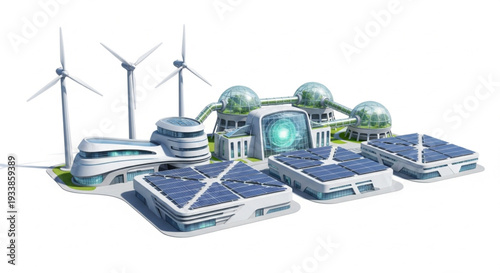 Futuristic Sustainable Energy Farm Buildings.