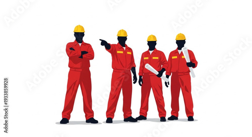 Four Men in Red Uniforms.