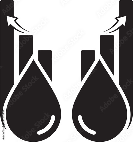 Silhouette of two water droplets isolated on transparent background