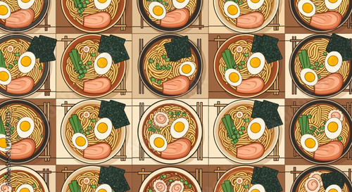 Pixel Art Ramen Bowl Pattern