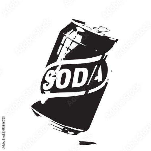 Stylized Black and White Soda Can Illustration for Branding and Packaging.
