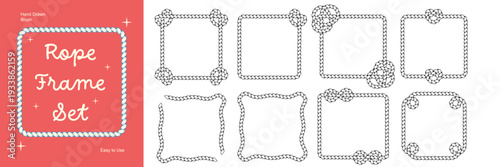 Square rope brush frames. Twisted cord borders with decorative knots.