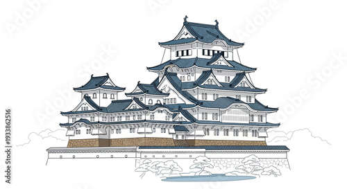 Japanese Castle Illustration