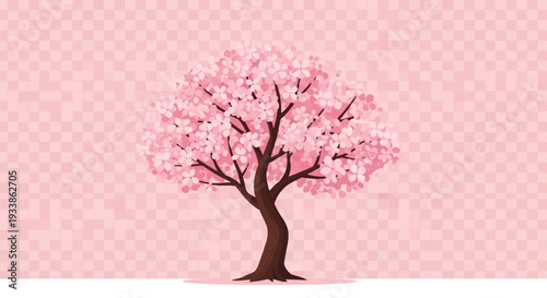 Pink Cherry Blossom Tree in Full Bloom