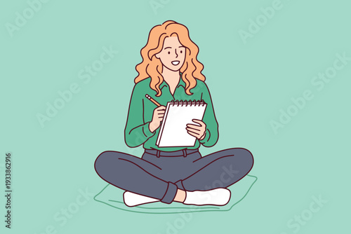 Creative woman drawing in sketchbook for March 8 celebration of female independence and International Women's Day artistic passion and creative freedom