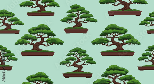 Pixel Art Bonsai Tree Pattern - Japanese Miniature Tree