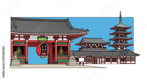 Senso-ji Temple Gate and Pagoda, Tokyo, Japan