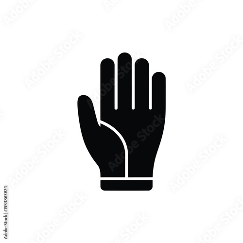 Simple black silhouette of a raised open human hand with visible lines