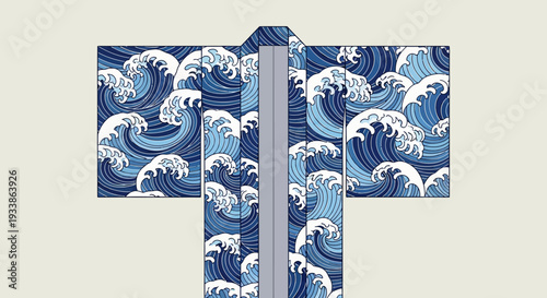 Japanese Wave Kimono Pattern