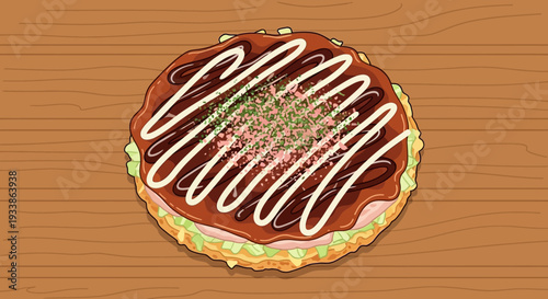 Okonomiyaki Japanese Food Flat Lay Top View
