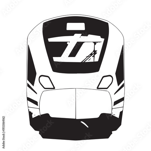 Top-down view of a modern high-speed train facing forward from above.