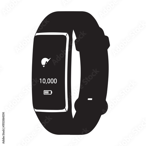 Smartwatch fitness tracker displaying steps and battery status with health monitoring features.