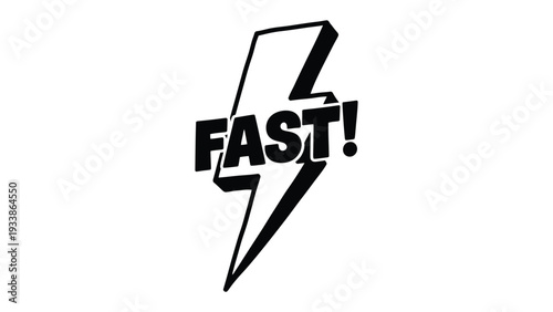 Lightning Fast: A graphic representation of speed and efficiency, embodying the essence of rapid action with a bold lightning bolt and the word FAST! to communicate urgency and dynamism.