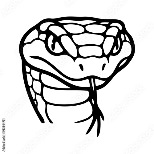 Dibujo sencillo con líneas de la cabeza de una serpiente enojada